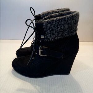 Just Fab Faux Suede Wedge Booties